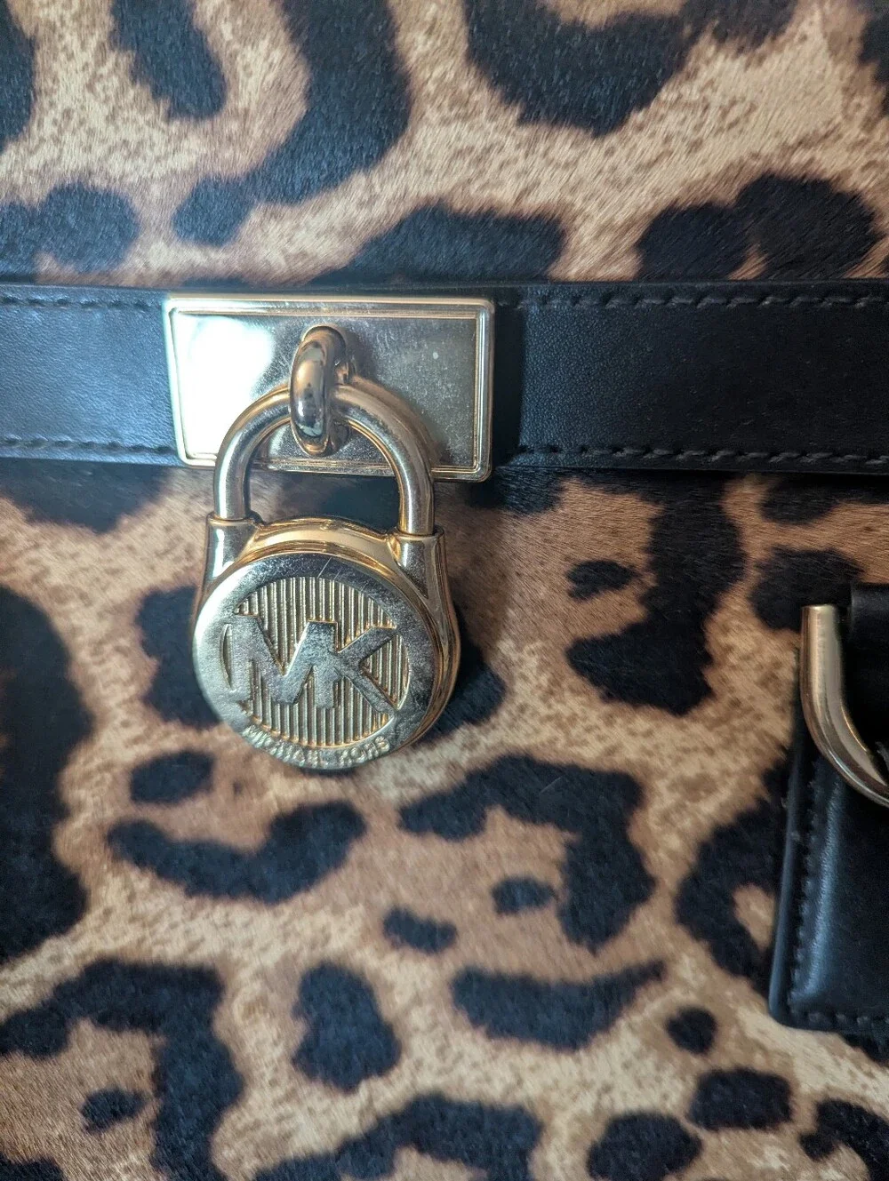 Michael Kors Leopard Print Satchel in Brown and Black